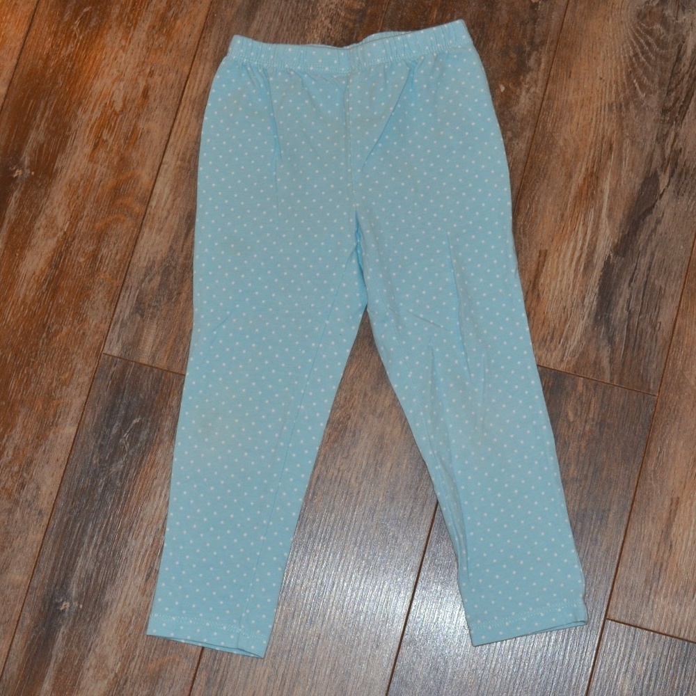 Teal Leggings w/white polka dots